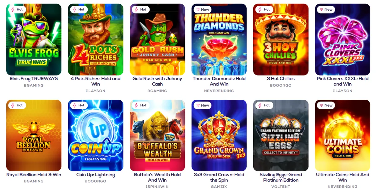Hot pokies at Wild Fortune including Elvis Frog TRUEWAYS, 4 Pots Riches and Gold Rush with Johnny Cash
